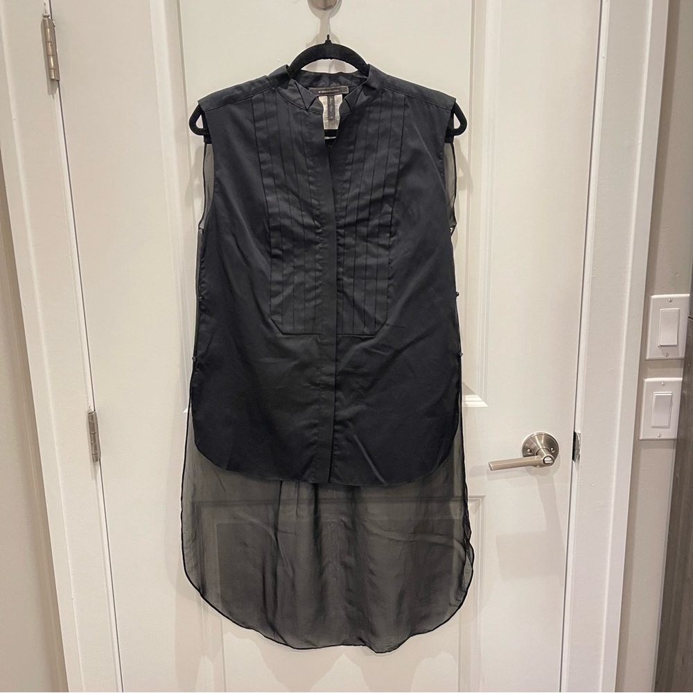 BCBGMAXAZRIA Unique Sheer Silk & Cotton Blouse, Size XS